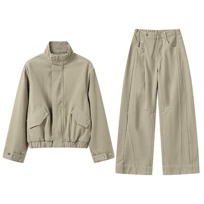 白口阳【都市牧人】复古水洗牛仔套装男设计感外套阔腿长裤两件套