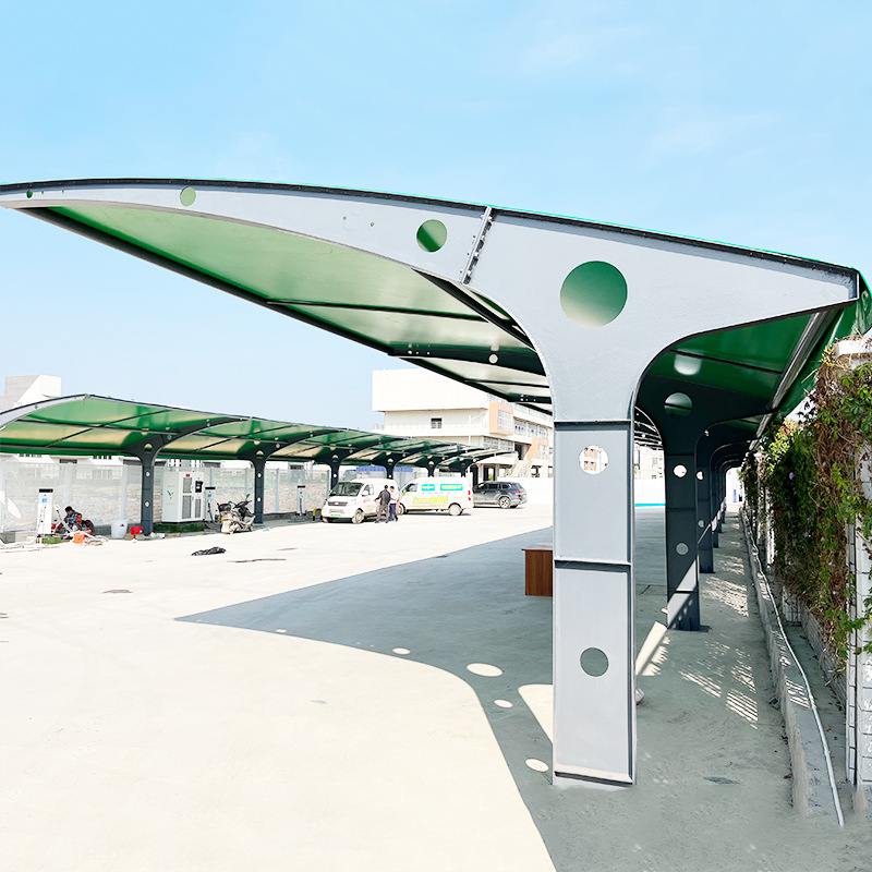 惠州汽车电动车充电桩车棚遮阳棚户外景观膜结构制作钢大型张膜拉