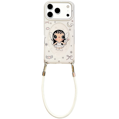 lizardhill 可爱天使小玉适用苹果17promax手机壳17pro新款女16pro斜挎背带挂绳iphone15pro全包防摔15巨好看