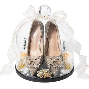 婚鞋盒带锁婚礼藏婚鞋盒子套圈接亲游戏水晶罩子铃铛套圈婚鞋盒