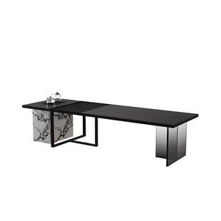 老板办公室家用轻奢黑色高端2025新款简约实木大板茶台茶桌椅组合