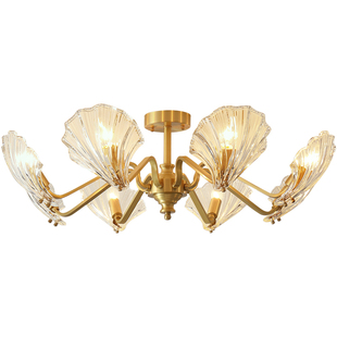 法式客厅吸顶灯卧室美式轻奢吊灯高端欧式复古主卧奶油风全铜灯具