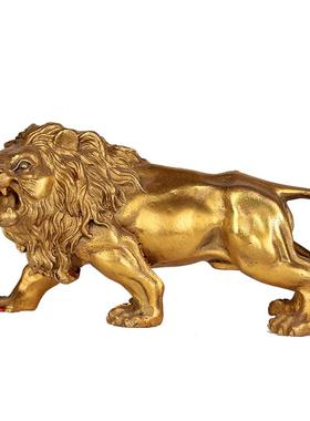皇轩文化黄铜狮子摆件草原动物