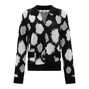 [提花工艺]DVF黑白色云朵圆点提花针织开衫外套WC4S004