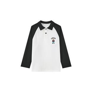 多多家 男童POLO衫2026新款儿童春秋季小熊刺绣T恤中大童春装上衣