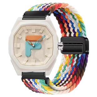 适用FILA斐乐6105手表表带男女款学生初高中运动电子手表编织磁吸