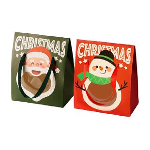 展艺圣诞节糖果礼盒零食雪花酥包装袋平安夜创意手提纸礼物袋