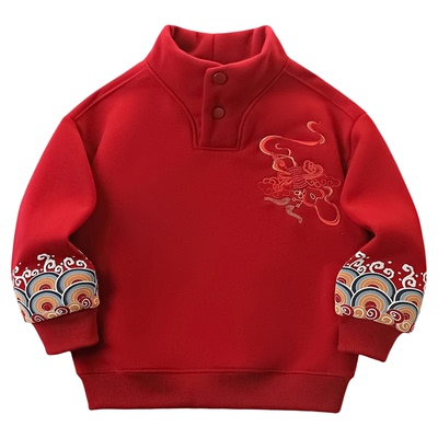 男童冬季加绒新年拜年服防风保暖