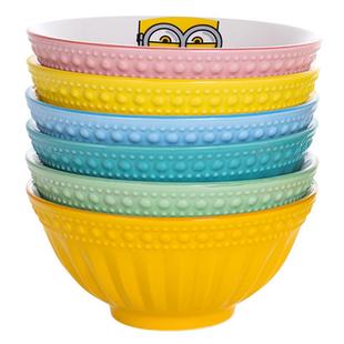 卡通饭碗儿童碗陶瓷碗一人一个专用小黄人儿童面碗家用可爱吃饭碗