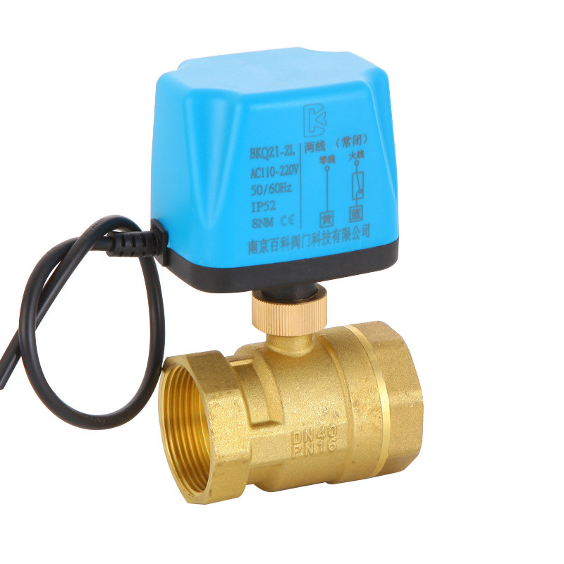 电动二通球阀220v两线常闭常开式电动水阀开关DN15 20 25 50dc24v