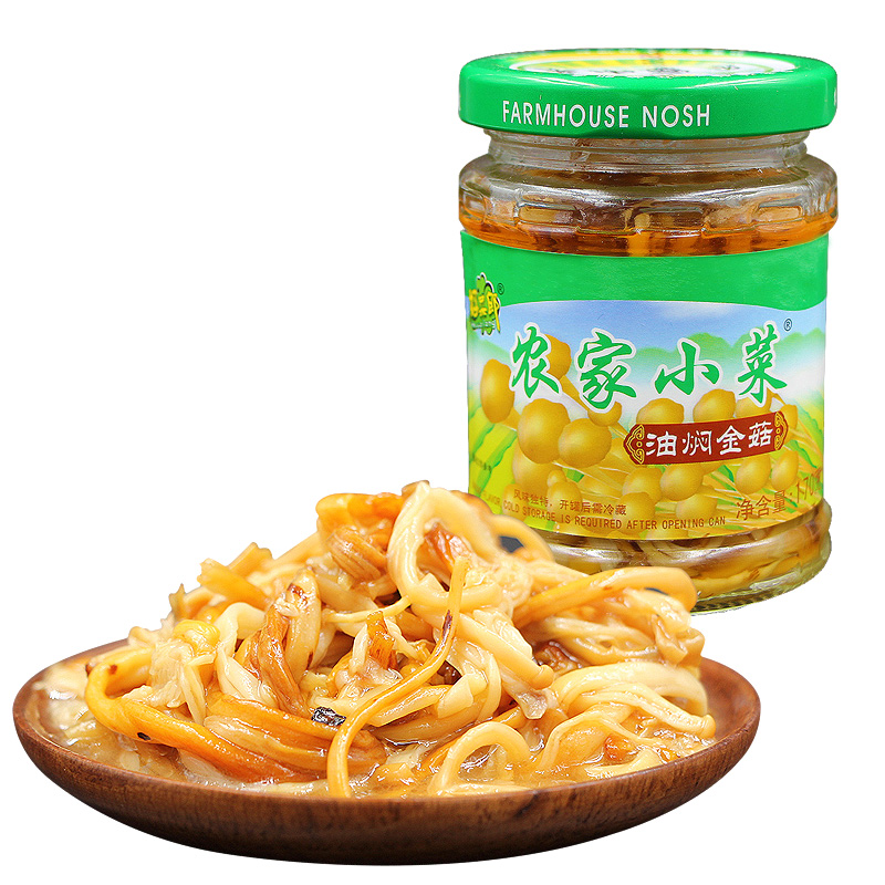 好菜郎农家小菜油焖金针菇6瓶装 即食早餐罐头下酒菜冷盘凉菜小吃