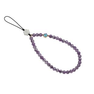 紫霞仙子琼睿天然紫水晶挂件手机挂绳链挂手腕绳女手工文艺挂饰梦幻紫水晶招财手机链包挂饰品精致手机挂链