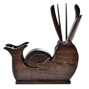 黑檀木茶道六君子 功夫茶具实木茶盘配件双鱼圆杯垫零配茶艺6君子