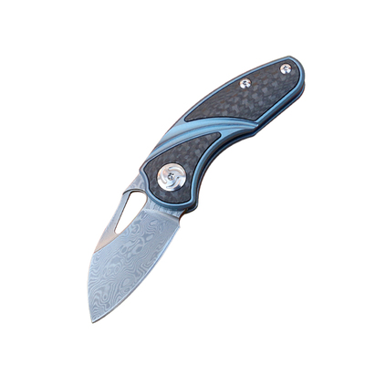 大马士革折叠刀S35VN折刀钛合金