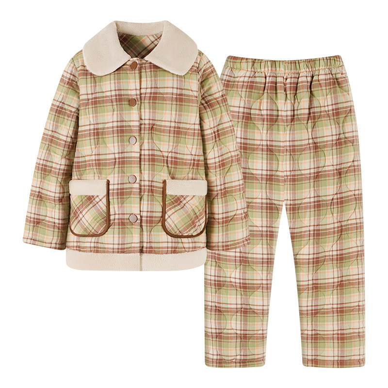 康汝雅冬季加厚纯棉布夹棉家居服