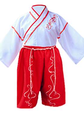 元旦儿童古装男裤SING汉服寄明月红昭愿COS演出服白色中国风短裙