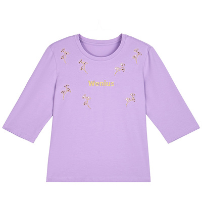 七分袖t恤女中袖上衣夏宽松显瘦