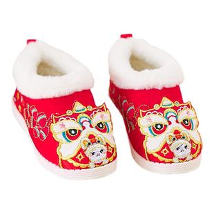 男童汉服鞋冬款加绒加厚虎头鞋儿童中国风古装鞋男女宝宝古风棉鞋