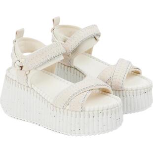 Chloe蔻依 NAMA白色增高厚底坡跟凉鞋