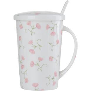 杯子女可爱少女创意个性潮流骨瓷办公室水杯陶瓷情侣马克杯带盖勺