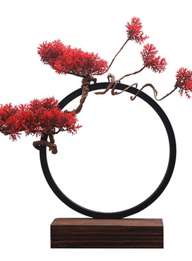 led大红灯圈摆件 中式模型创意背景客厅办公家用桌面家居装饰摆设