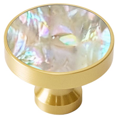 不止铜匠黄铜天然贝壳纹圆形拉手单孔法式现代轻奢抽屉衣柜门把手