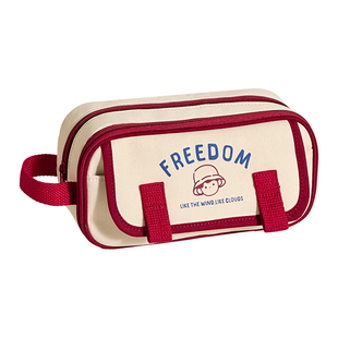 三年二班 复古撞色笔袋高颜值ins风小学生女生2026新款文具盒男孩款大容量初中文具袋铅笔盒冷门小众不撞款