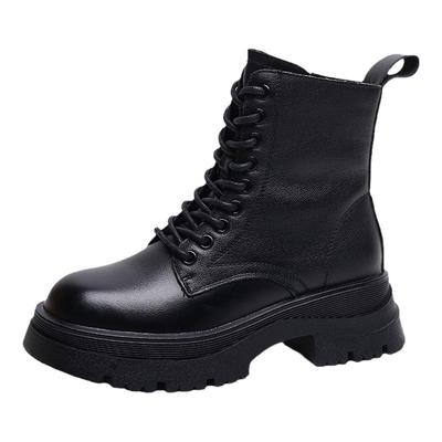 复古侧拉链百搭女鞋厚底马丁靴