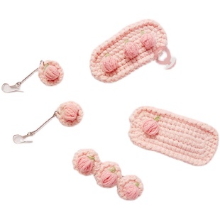 清越I 春夏甜美水蜜桃发夹耳环钩耳钉手工钩编织刘海侧边夹成品