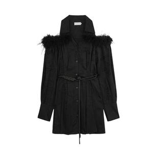 REVAN芮范设计师款新中式可卸羽毛连衣裙RM71101139