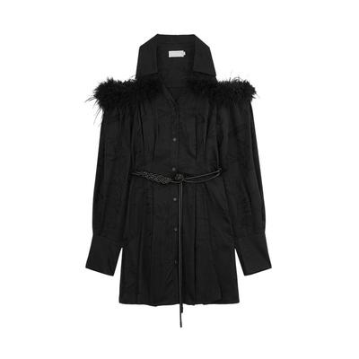 REVAN芮范设计师款新中式可卸羽毛连衣裙RM71101139