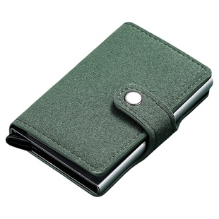 防盗刷RFID自动弹信用卡包翻毛皮铝合金属盒男士多卡位银包咭片夹