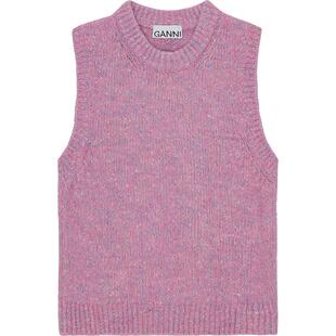 【甄选折扣】GANNI女装 粉色马甲背心秋百搭叠穿针织衫 K2332295