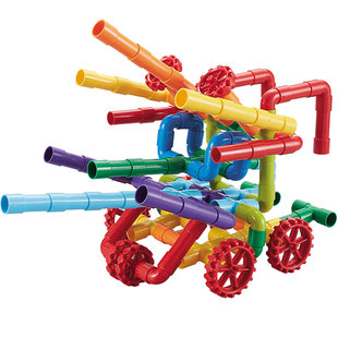 因儿乐水管道积木儿童早教益智玩具加厚光滑无毛刺异味礼品袋套装