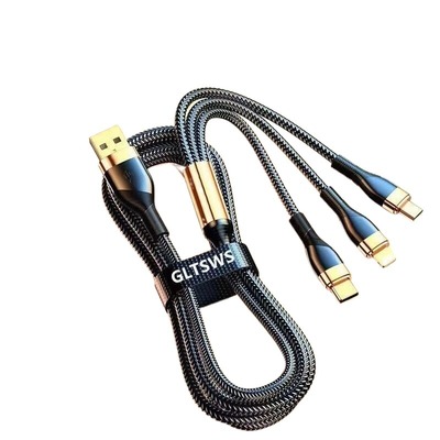 编织一拖三三合一数据线充电线超级快充快充加长适用于苹果OPPO华为荣耀小米6A多功能