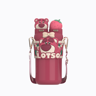 迪士尼草莓熊316保温杯双饮女生高颜值吸管水杯儿童上学专用2025