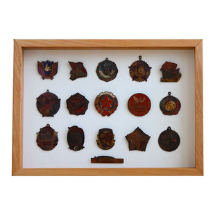 立体中空diy相框奖牌徽章邮票展示框定制实木标本框悬浮挂墙画框