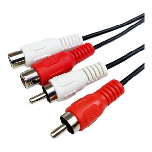 RCA莲花音频线 公对母双头音频延长线2转2音响线车载音频对接线