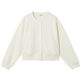 热风女士夹克外套上衣2025年秋季新款圆领简约圆领开衫外套内搭