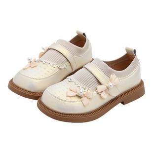 女童皮鞋儿童鞋子小女孩洋气公主鞋2026春新款单鞋蝴蝶结时尚童鞋
