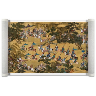 明 佚名 出警图手卷绢本名家真迹微喷复刻宫廷画长卷卷轴装裱临摹