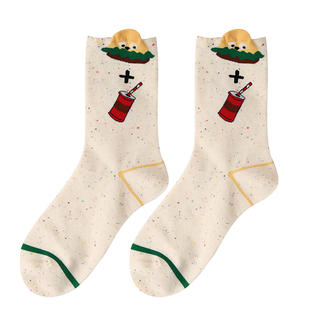 不会丢的袜子 可爱卡通中筒袜女春夏季薄款创意彩色无骨棉袜女款