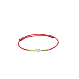 18K金天然钻石1分戒指本命年红绳戒指蜡线编织指环女情侣礼物百搭