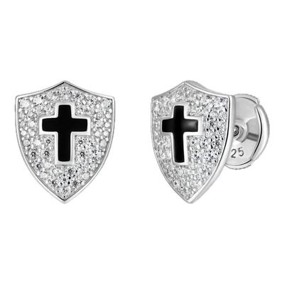 APORRO 骑士系列925银珐琅骑士盾牌耳钉小众