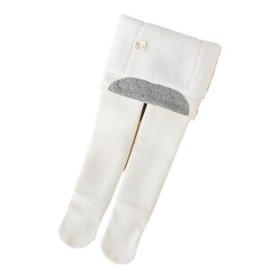 女童汉服冬款加绒加厚打底袜儿童白色连裤袜纯色舞蹈袜宝宝打底裤