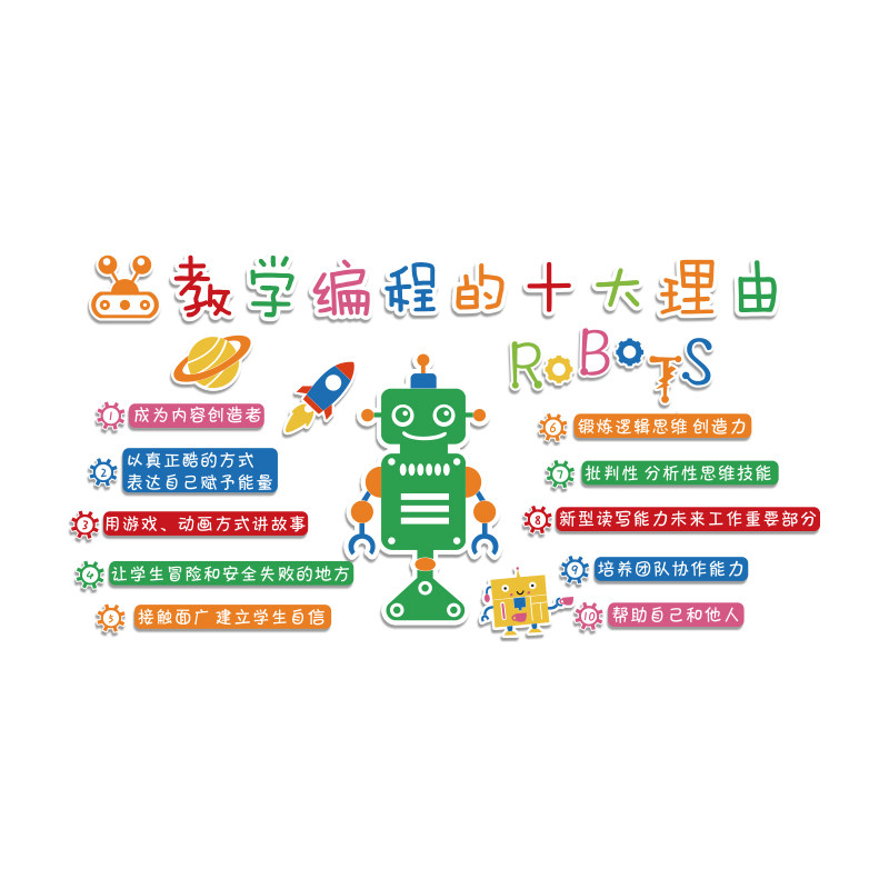 ai人工智能编程墙面贴教室布置黑板科技主题文化装饰乐高机器贴纸