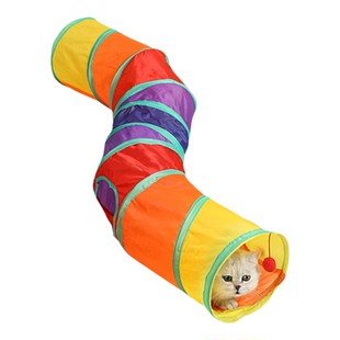 猫玩具隧道猫咪自嗨解闷神器彩虹钻洞迷宫消耗体力小猫用品逗猫棒