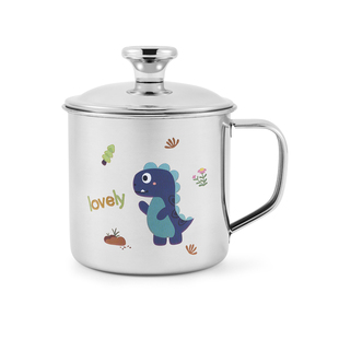 304不锈钢杯子儿童卡通水杯家用宝宝牛奶杯幼儿园带盖可爱漱口杯