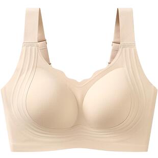 无痕粉底液隐形内衣不透大胸显小大码胖mm全罩杯收副乳塑形文胸罩