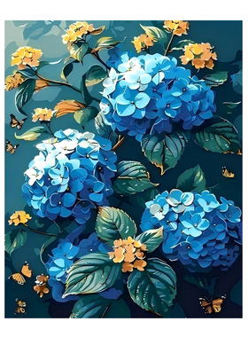 数字油画diy填色绣球花客厅挂画